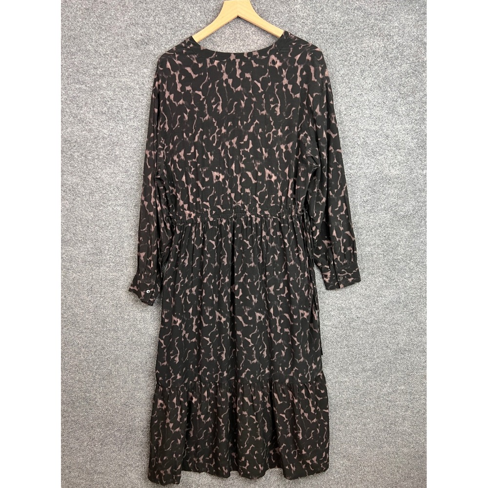 Rails Maple Diffused Midi Dress Women's L Long Sleeve V Neck Cheetah Print - Picture 3 of 12